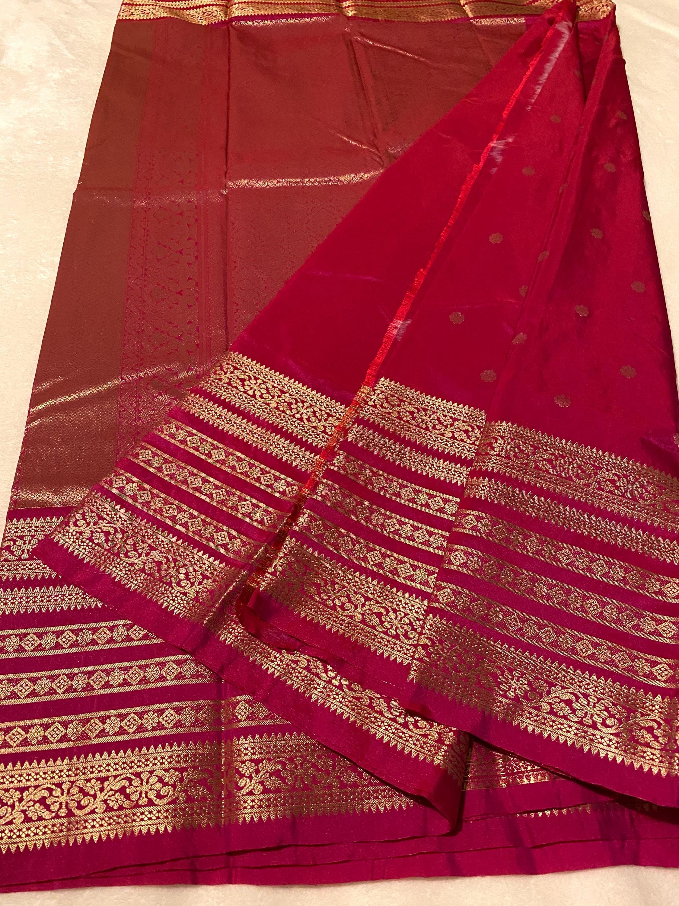 Premium Semi Kanchipuram Silk Saree | Deep Magenta Saree