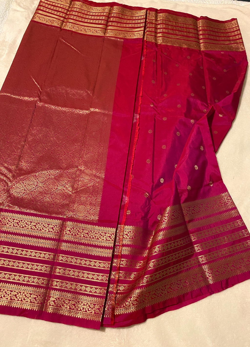 Premium Semi Kanchipuram Silk Saree | Deep Magenta Saree
