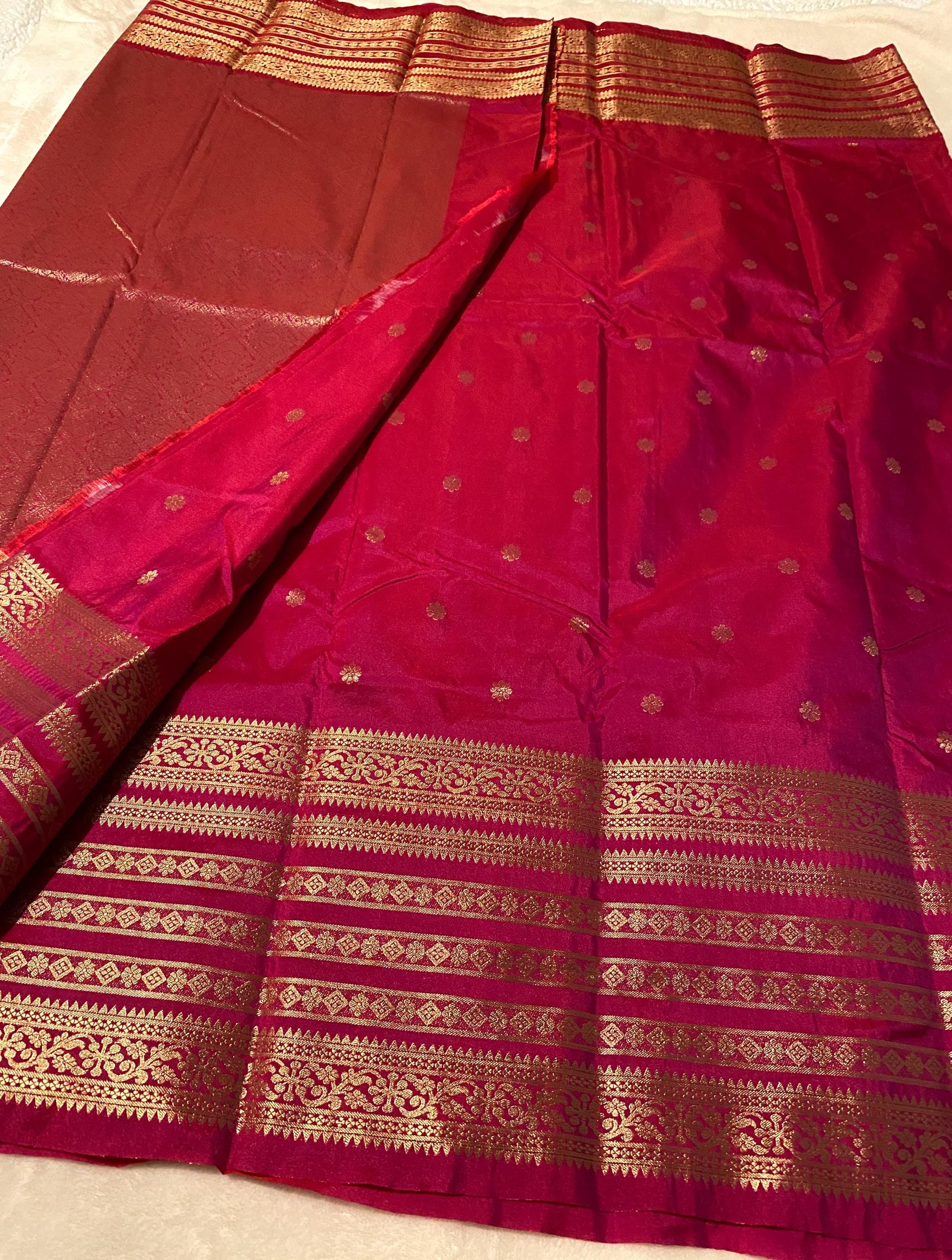Premium Semi Kanchipuram Silk Saree | Deep Magenta Saree