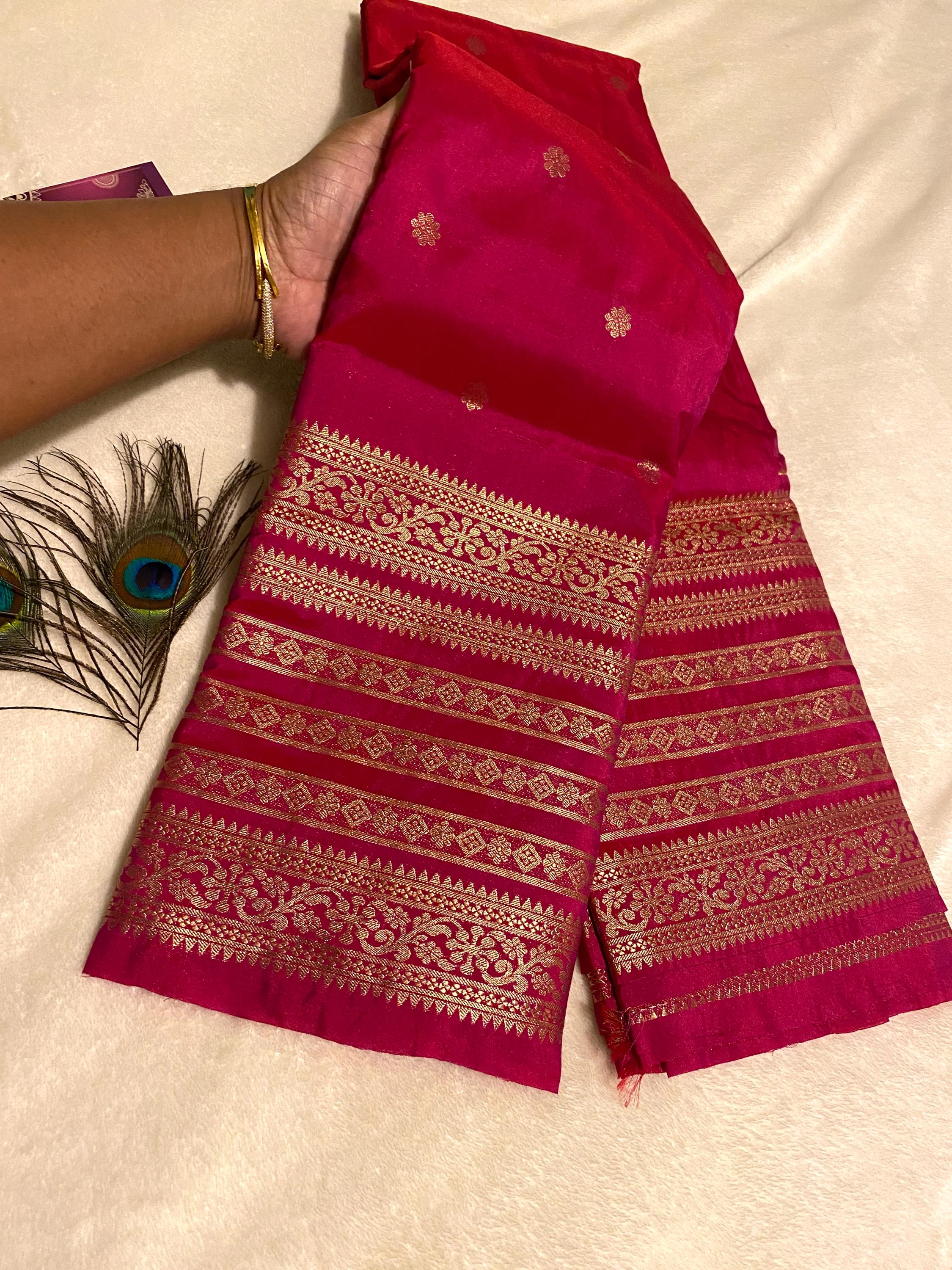 Premium Semi Kanchipuram Silk Saree | Deep Magenta Saree