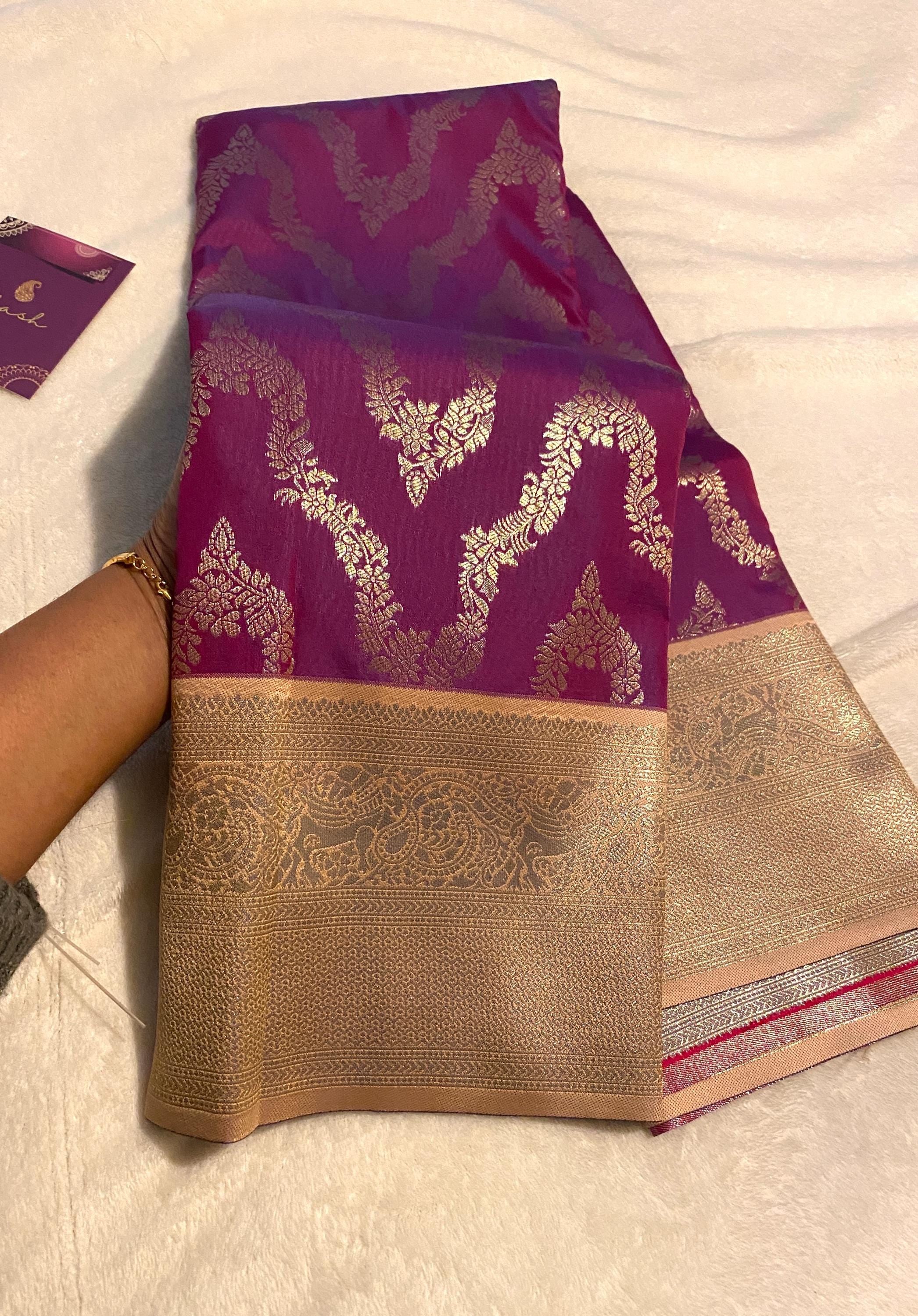 Beautiful Wine Semi-Kanchipuram Soft Silk Saree