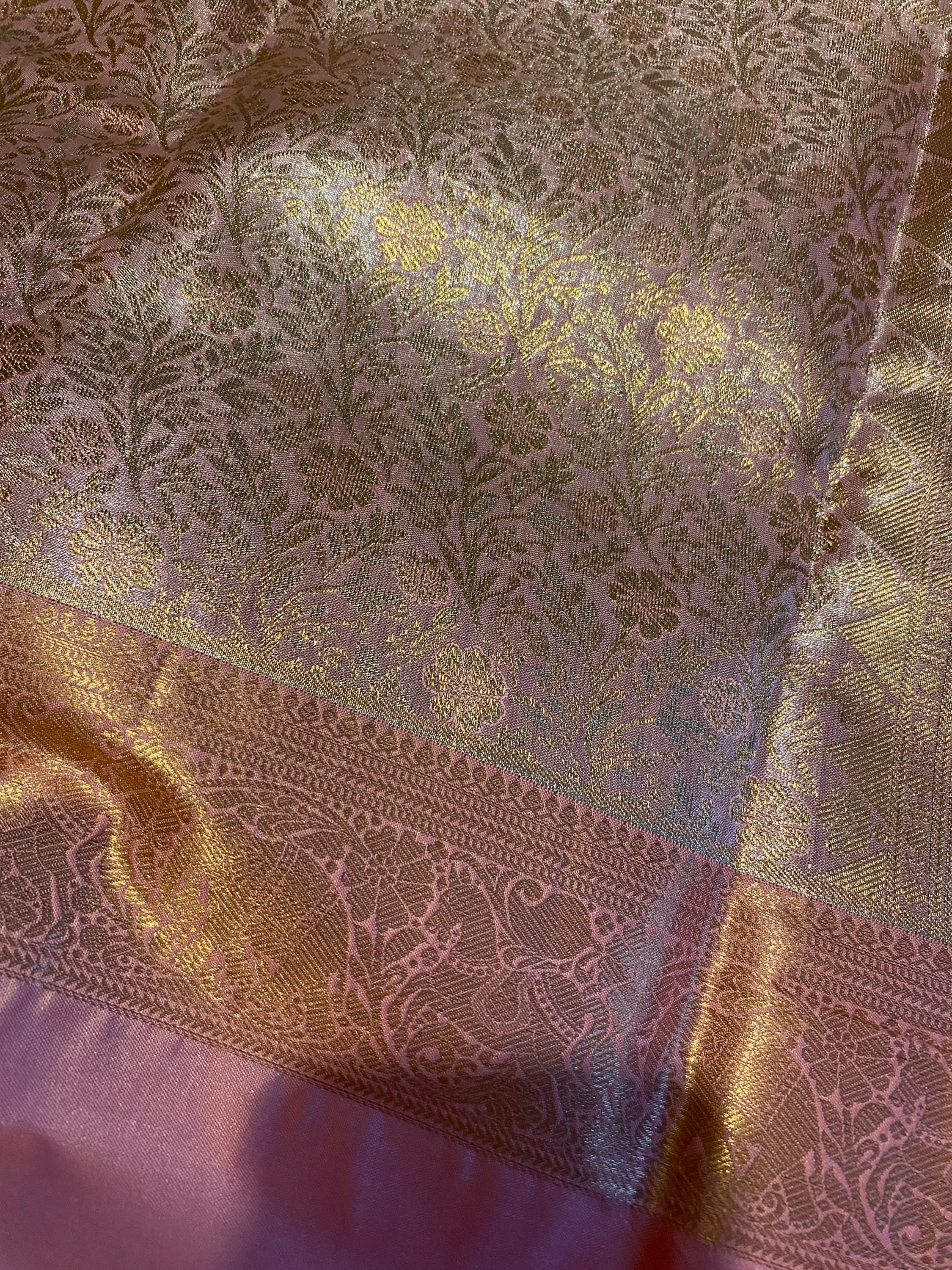 Premium Pink Semi-Kanchi Tissue Saree