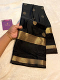 Black Semi Mysore Crepe Saree
