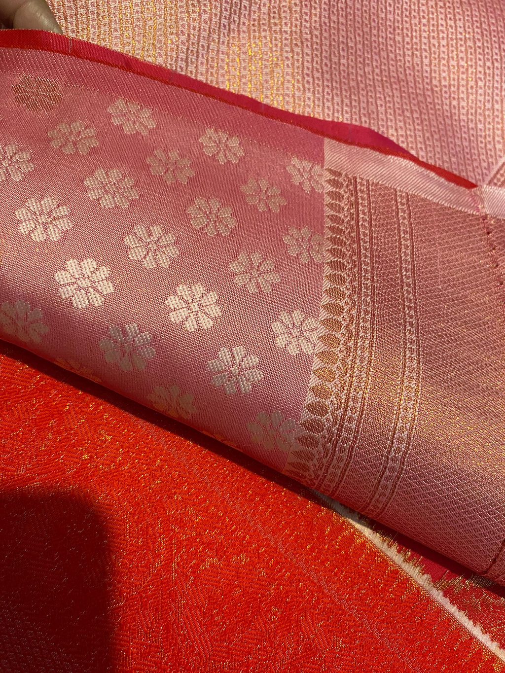 Deep Pink Semi-Soft Silk Saree with Antique Gold Zari Border