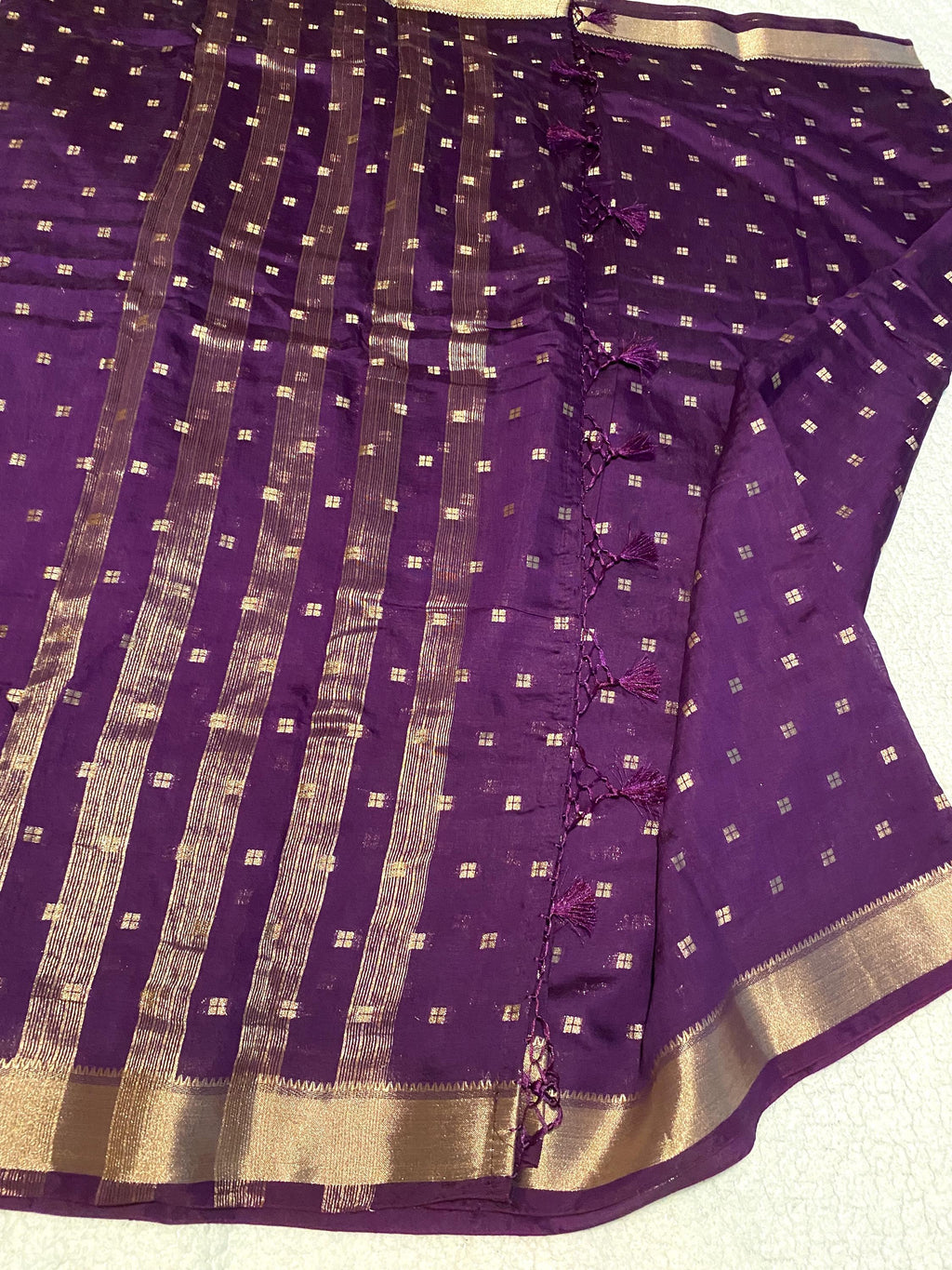 Spun Cotton Saree – Classic Purple | Soft, Timeless & Effortless
