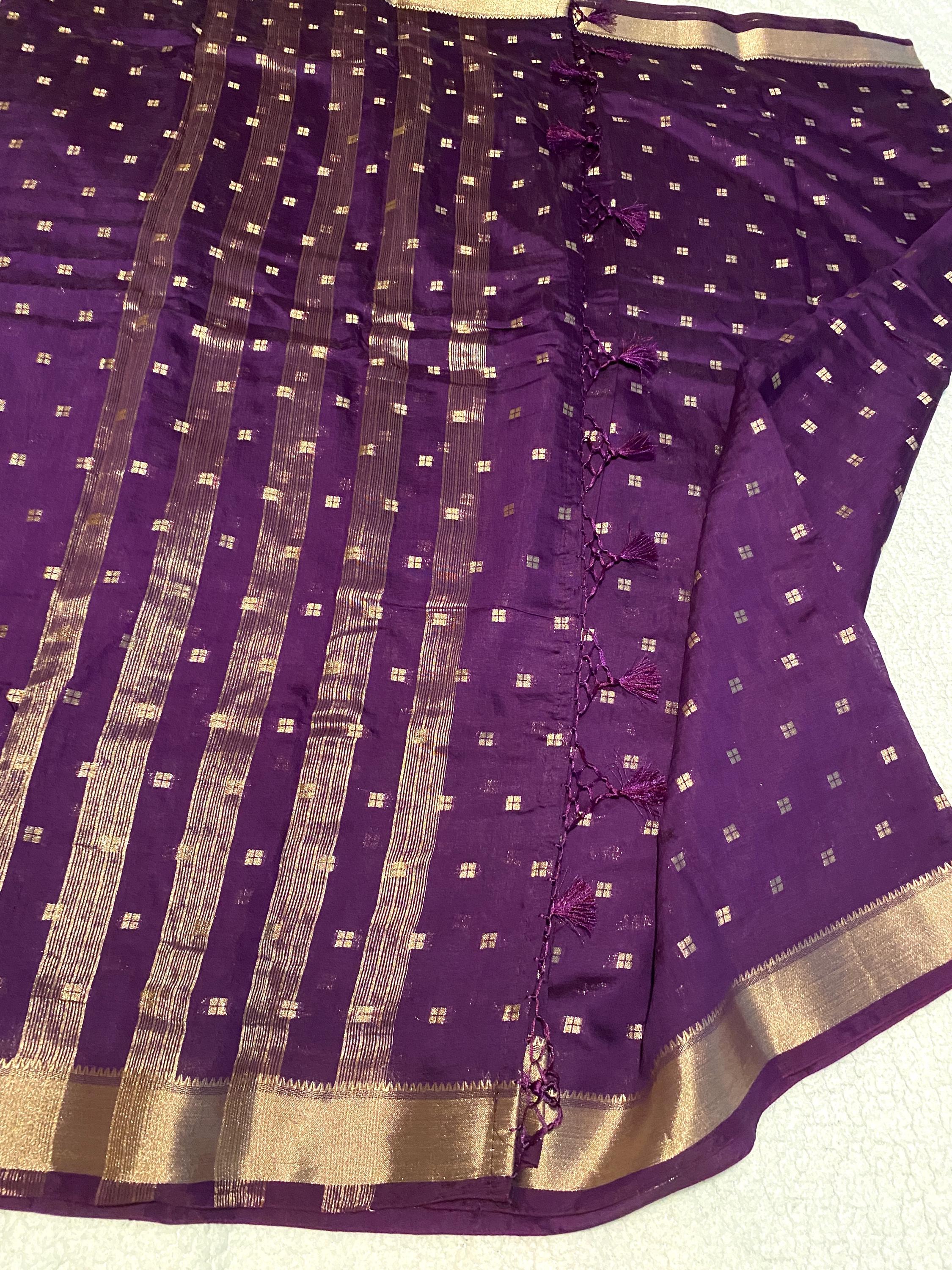 Spun Cotton Saree – Classic Purple | Soft, Timeless & Effortless
