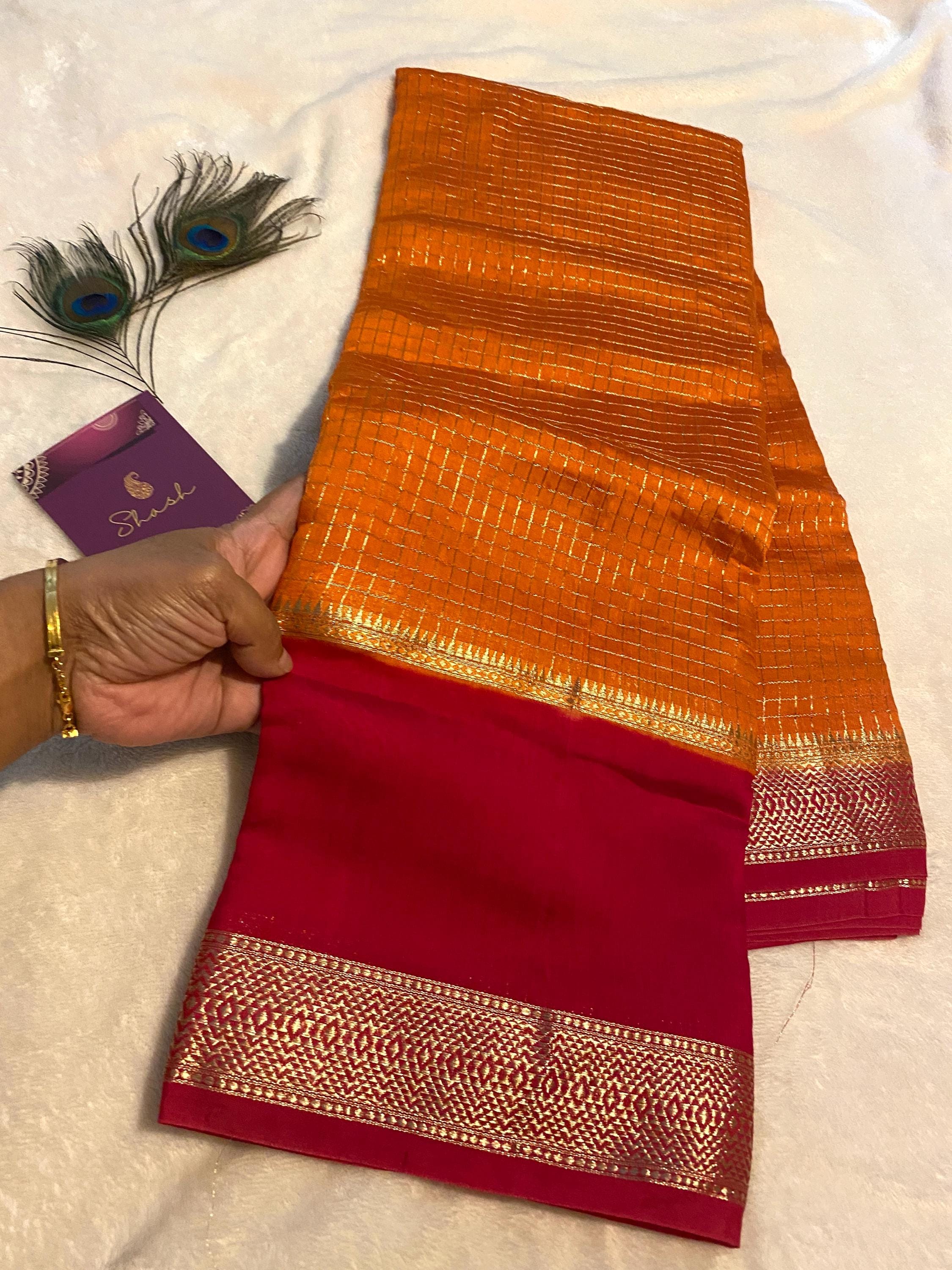 Elegant Munga Cotton Saree – Rust Orange with Pinkish Red Border