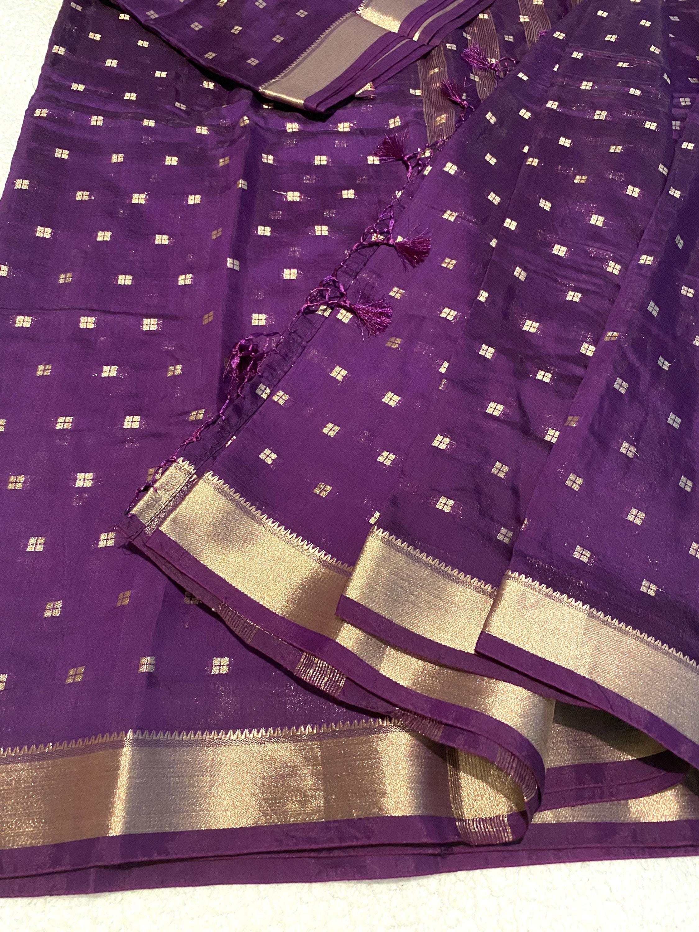 Spun Cotton Saree – Classic Purple | Soft, Timeless & Effortless