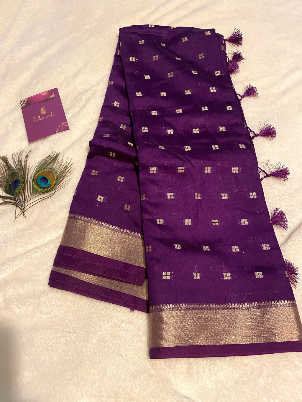 Spun Cotton Saree – Classic Purple | Soft, Timeless & Effortless