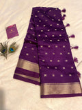 Spun Cotton Saree – Classic Purple | Soft, Timeless & Effortless