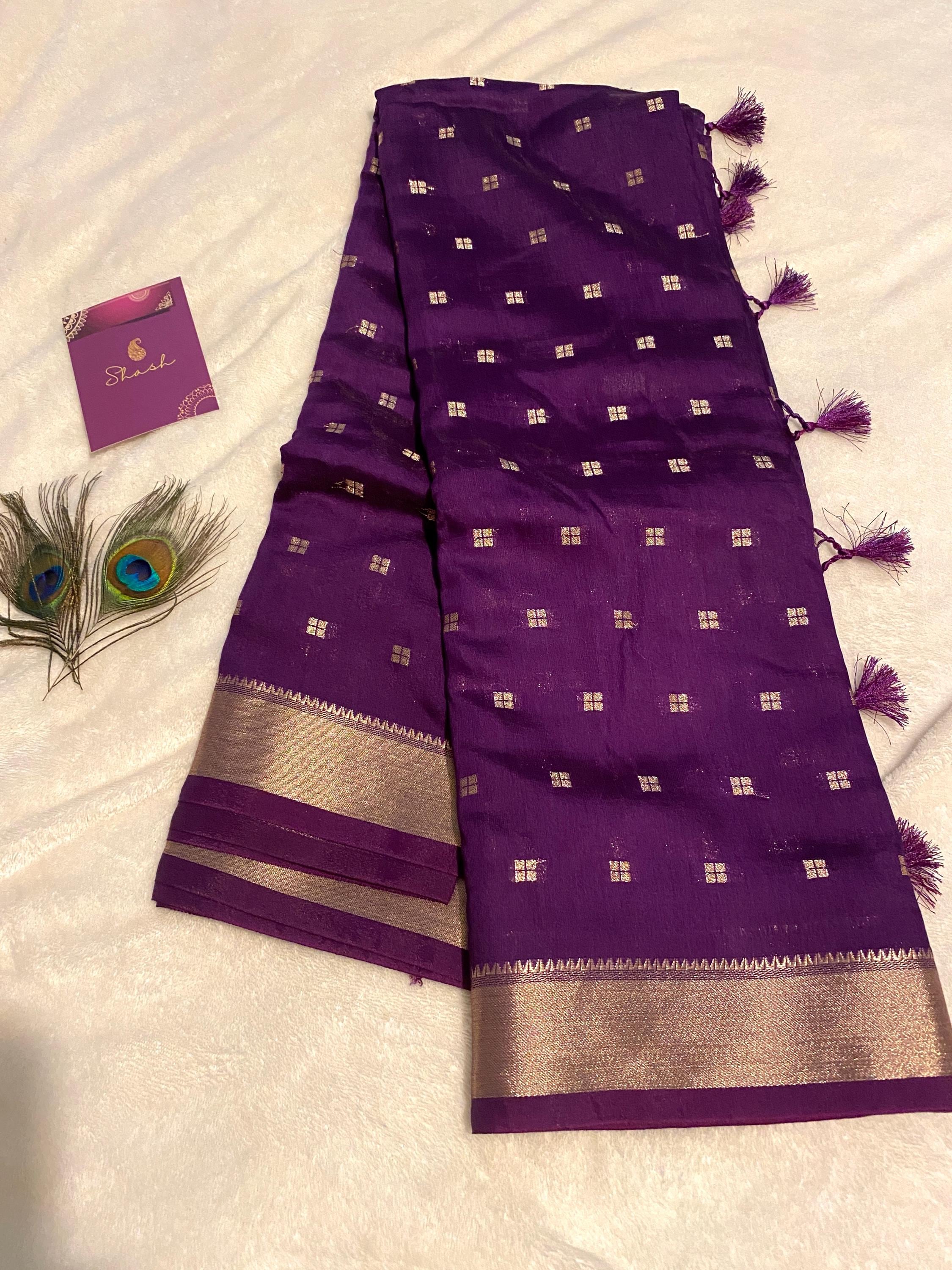 Spun Cotton Saree – Classic Purple | Soft, Timeless & Effortless