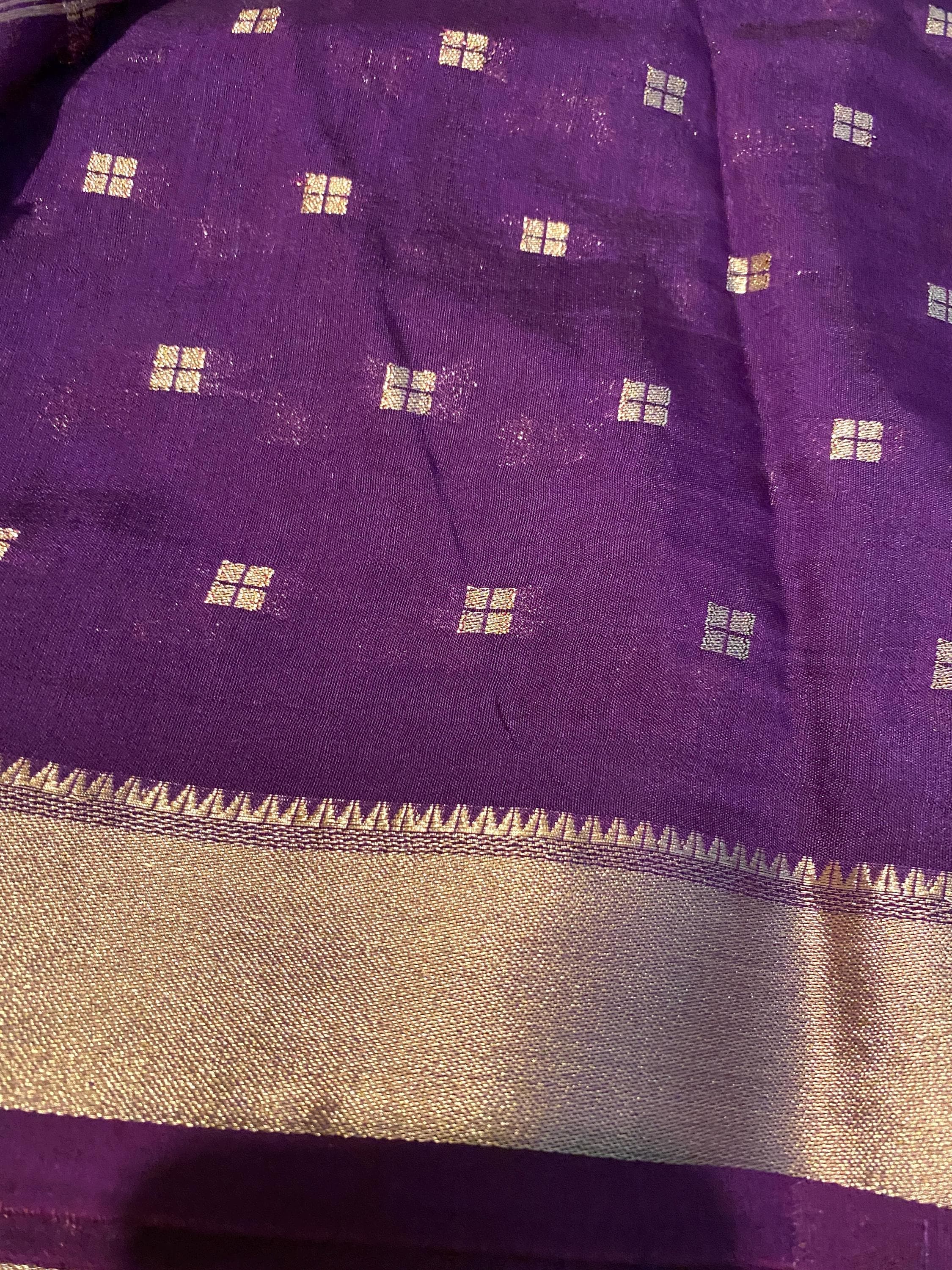 Spun Cotton Saree – Classic Purple | Soft, Timeless & Effortless