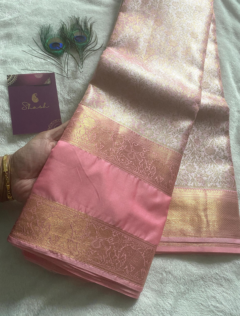 Premium Pink Semi-Kanchi Tissue Saree
