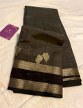 Black Semi Tussar Silk Saree with Running Blouse