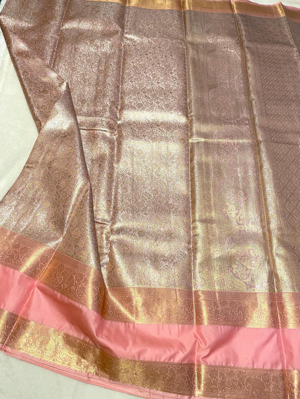 Premium Pink Semi-Kanchi Tissue Saree