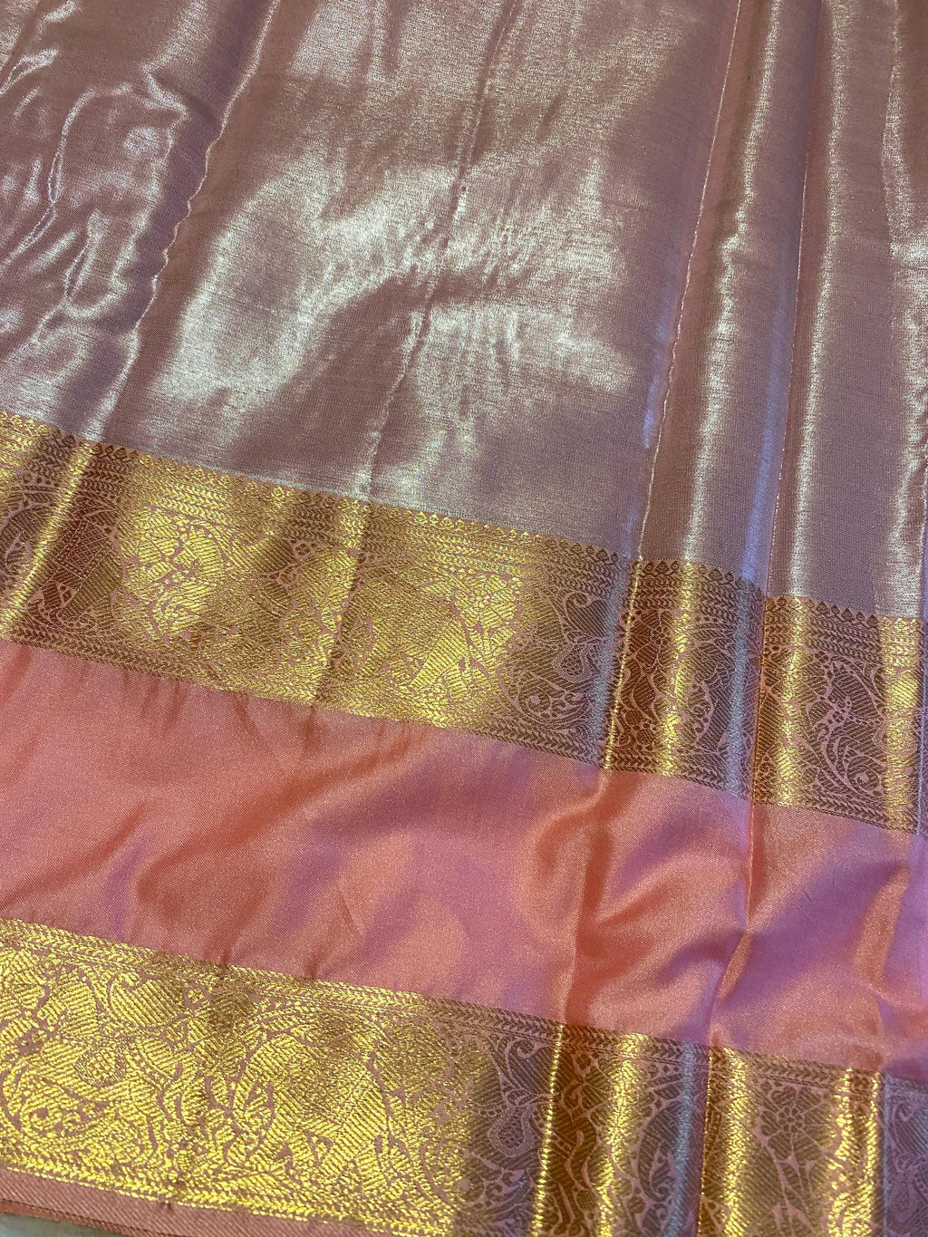 Premium Pink Semi-Kanchi Tissue Saree