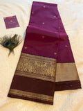 Rich Purple ( Brinjal) Semi-Kanchipuram Silk Saree with Deep Wine Border