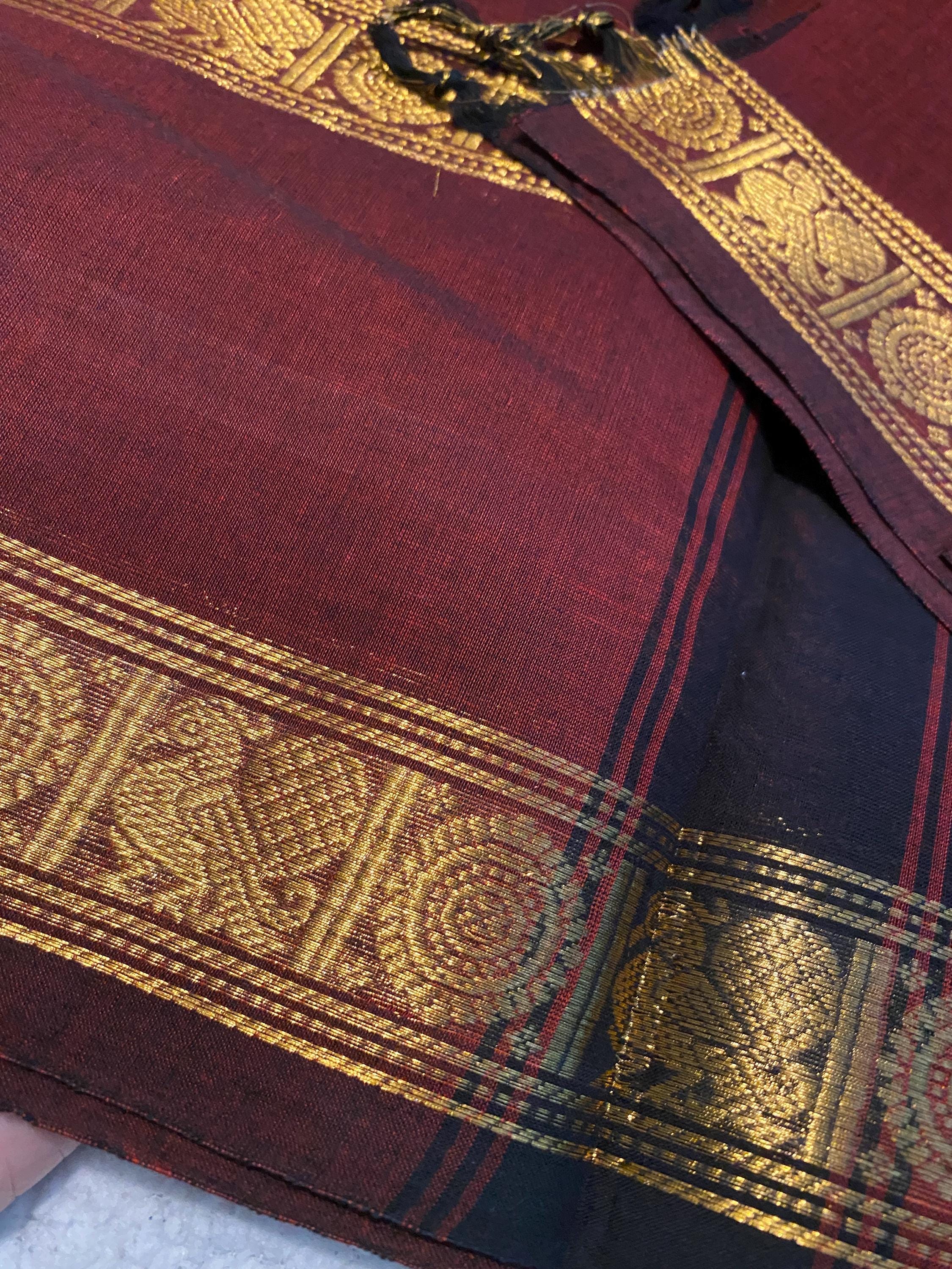 Dark Maroon Pure Kanchi Cotton Saree | Monotone Elegant Traditional Saree