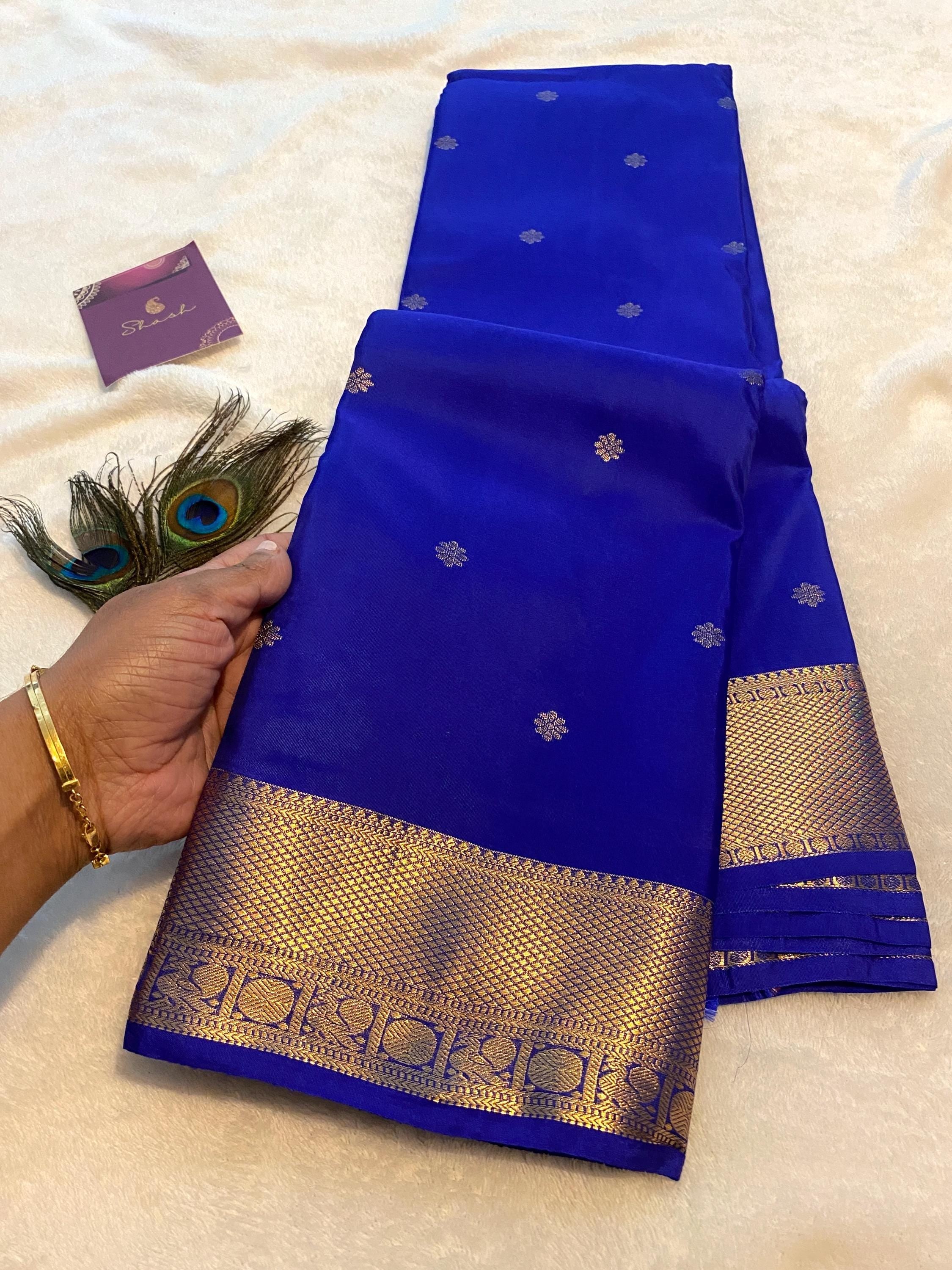 Royal Blue Semi-Kanchipuram Silk Saree