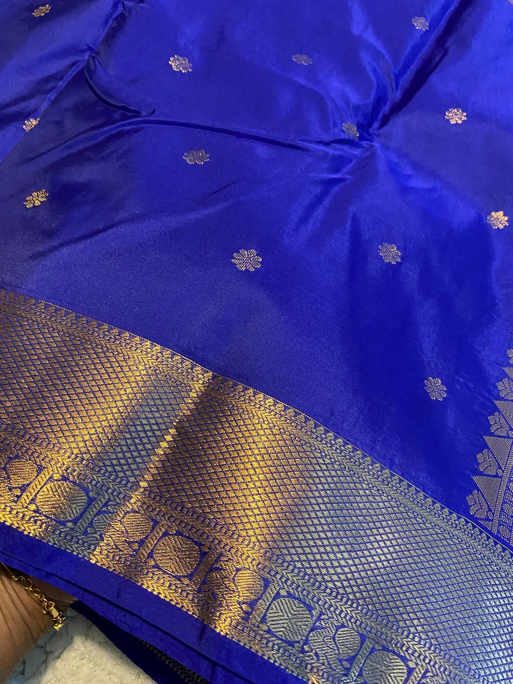 Royal Blue Semi-Kanchipuram Silk Saree