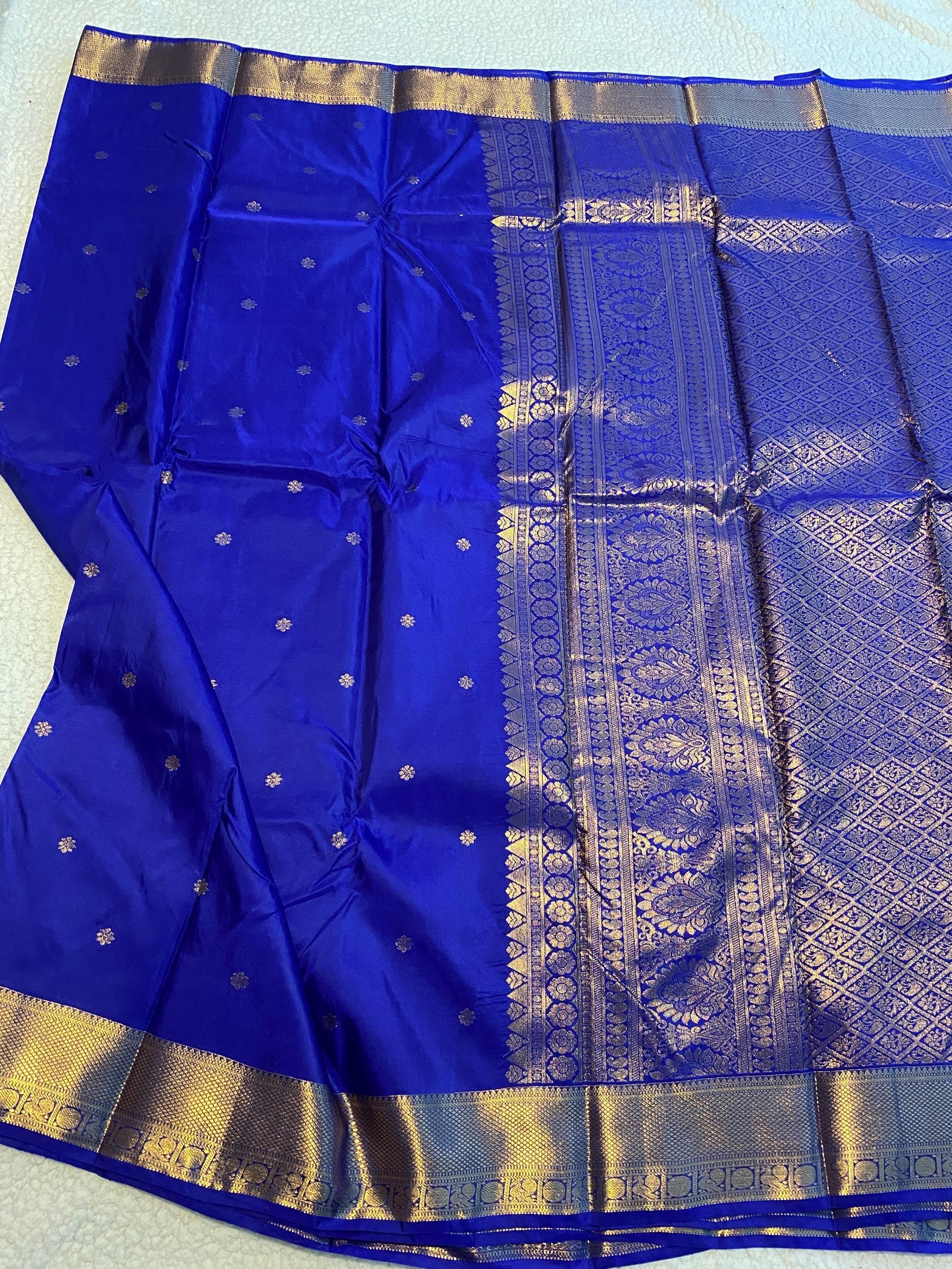 Royal Blue Semi-Kanchipuram Silk Saree