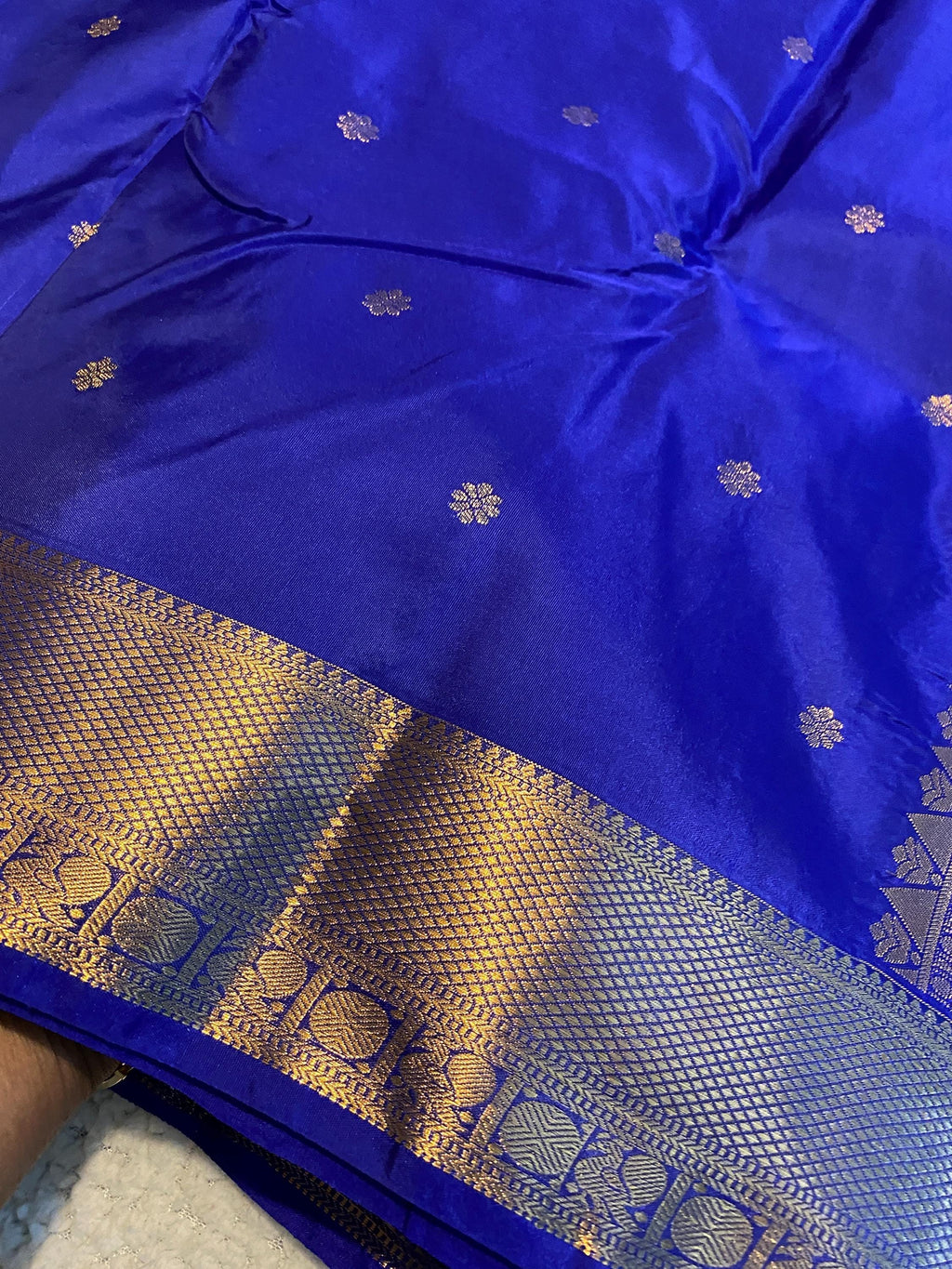 Royal Blue Semi-Kanchipuram Silk Saree