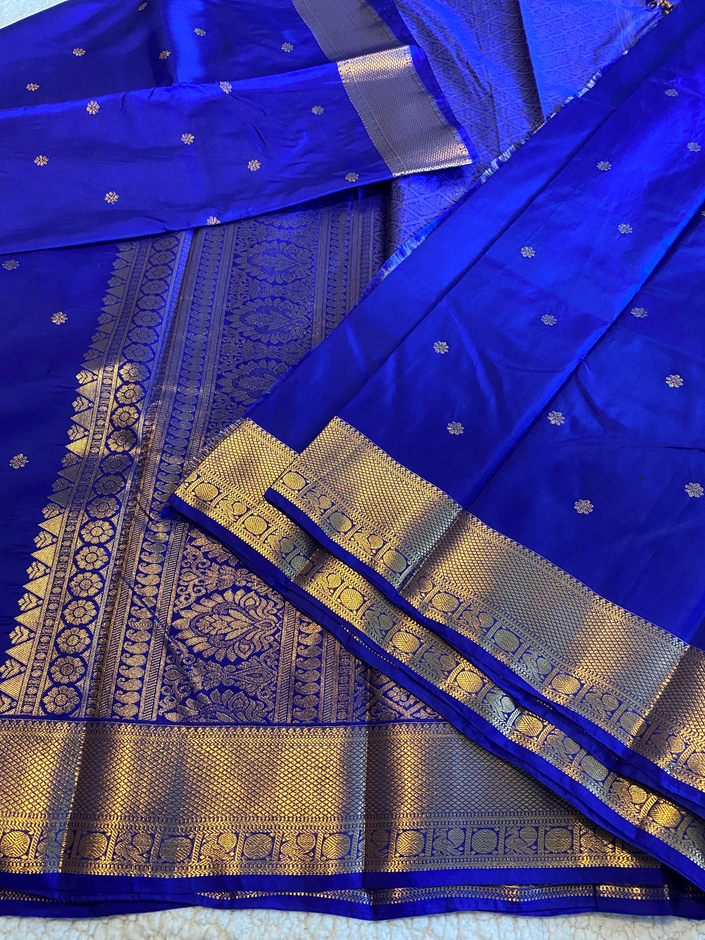 Royal Blue Semi-Kanchipuram Silk Saree