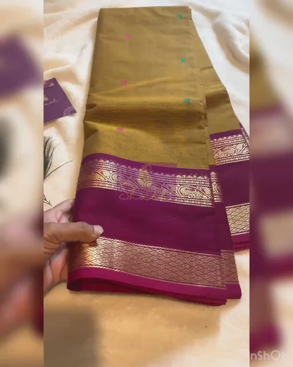 Pure Kanchi Cotton Saree – Mustard Yellow with Maroon Zari Border