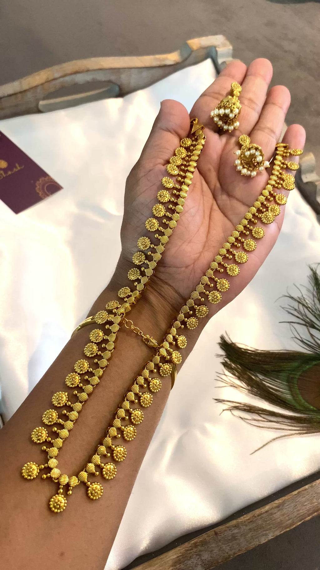 Coin Design Haram Set | Antique Gold South Indian Necklace