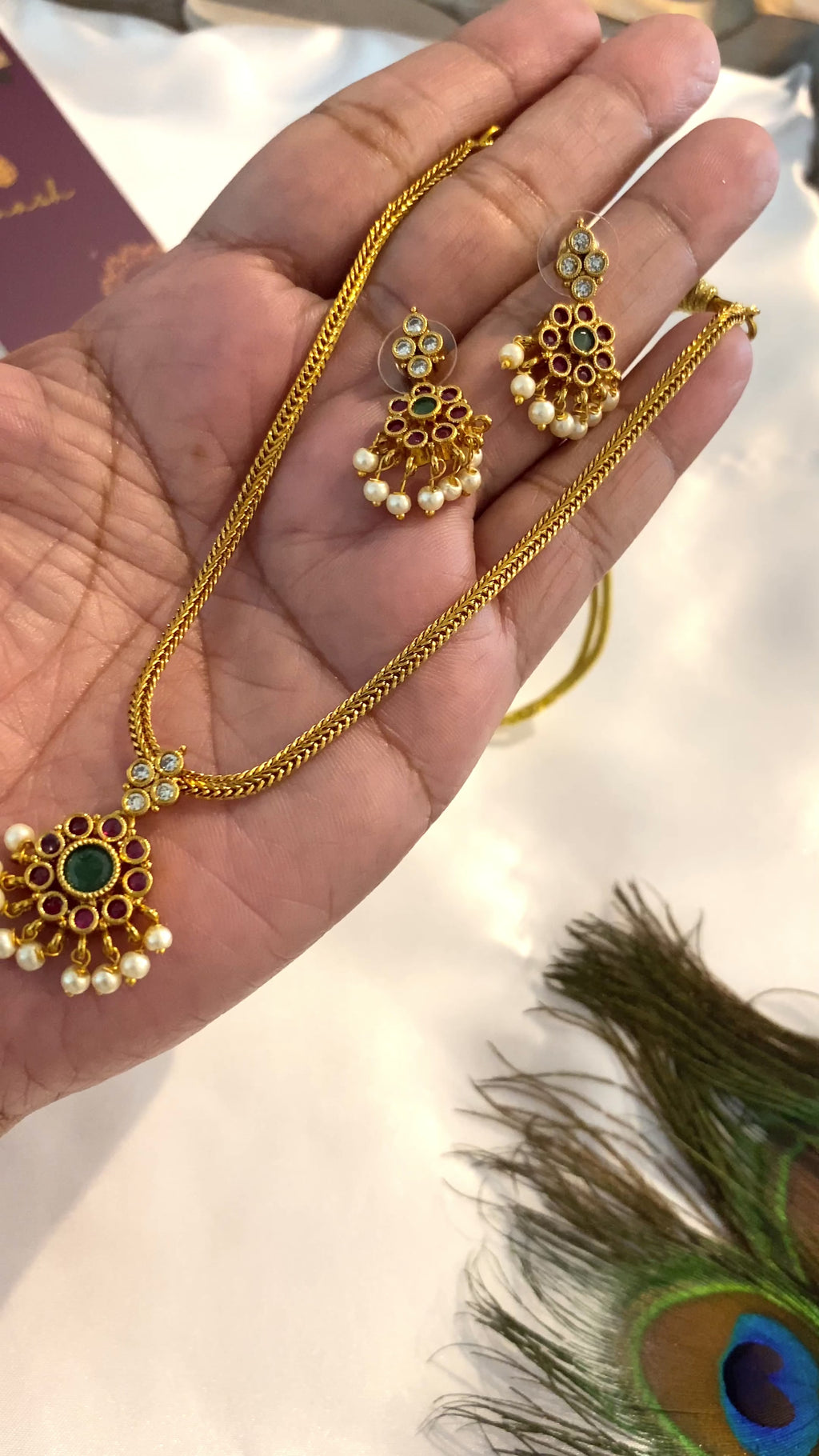 Traditional Wire Necklace Set with Matching Earrings