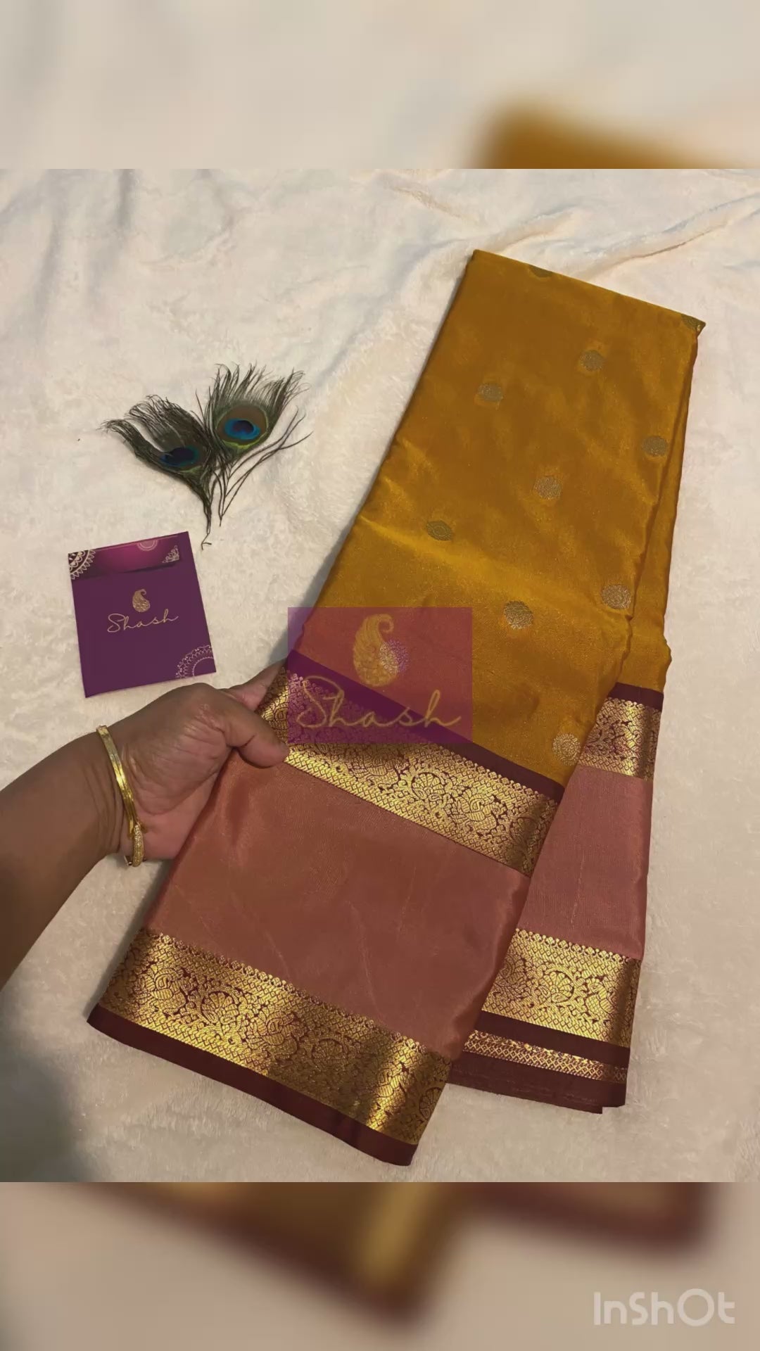 Mustard Gold & Dusty Rose Semi-Kanchipuram Silk Saree