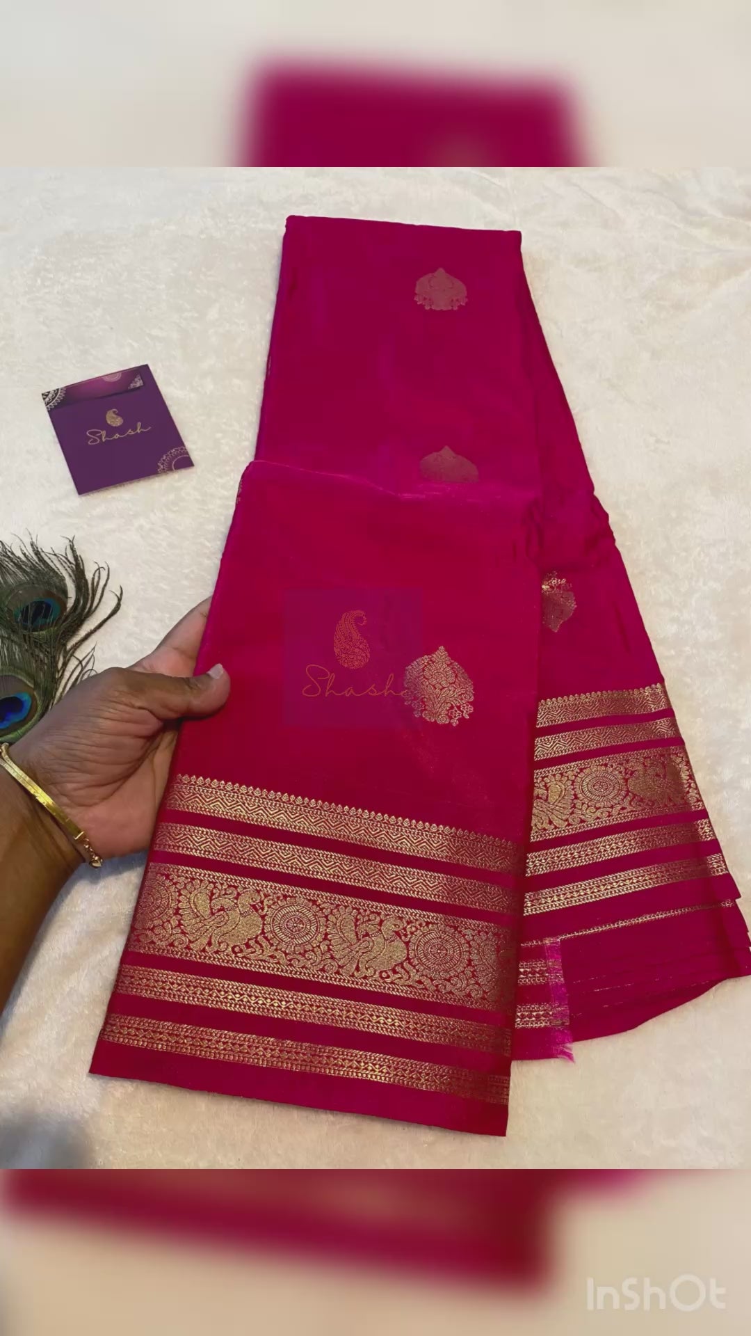 Rani Pink Premium Semi-Kanchipuram Silk Saree with Gold Zari Border & Traditional Pallu