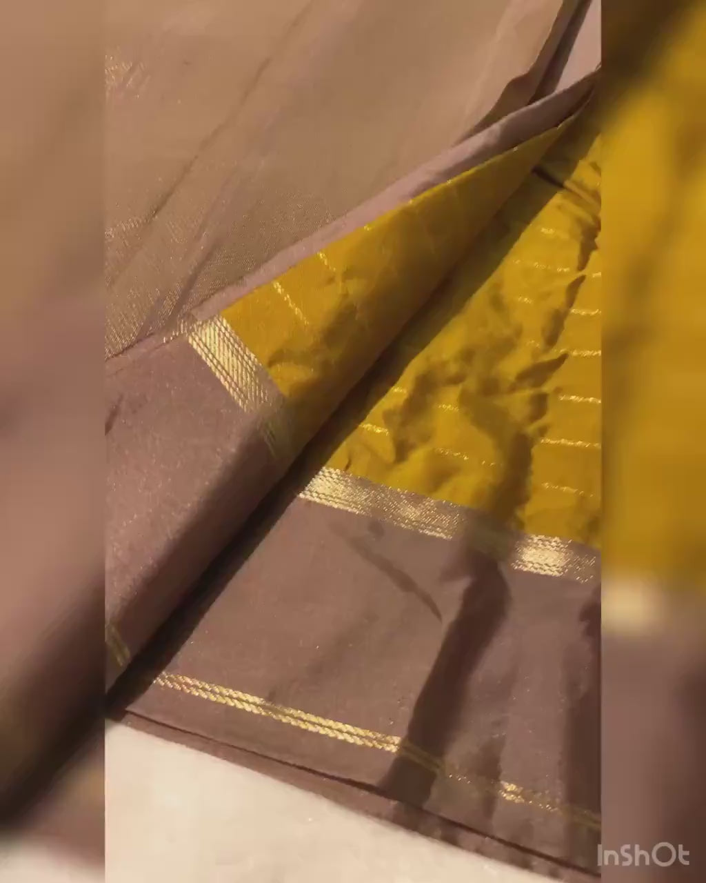 Elegant Mustard Gold Semi-Kanchipuram Silk Saree with Muted Brown Border