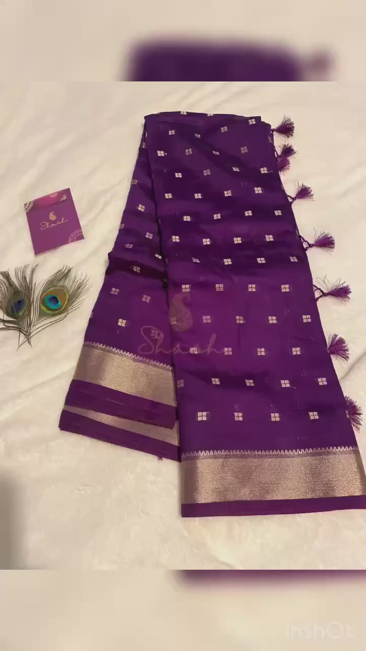 Spun Cotton Saree – Classic Purple | Soft, Timeless & Effortless