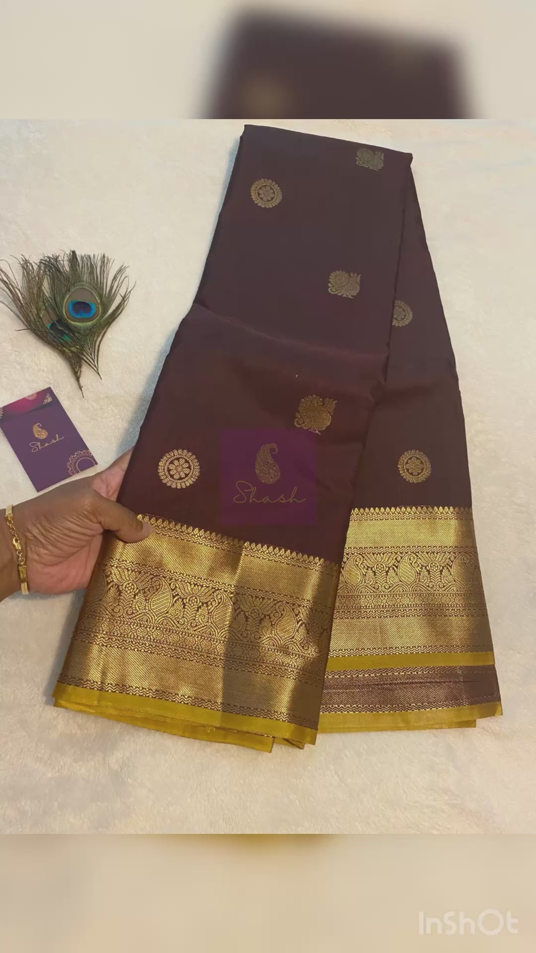 Coffee Brown Semi-Kanchipuram Silk Saree with Gold Zari