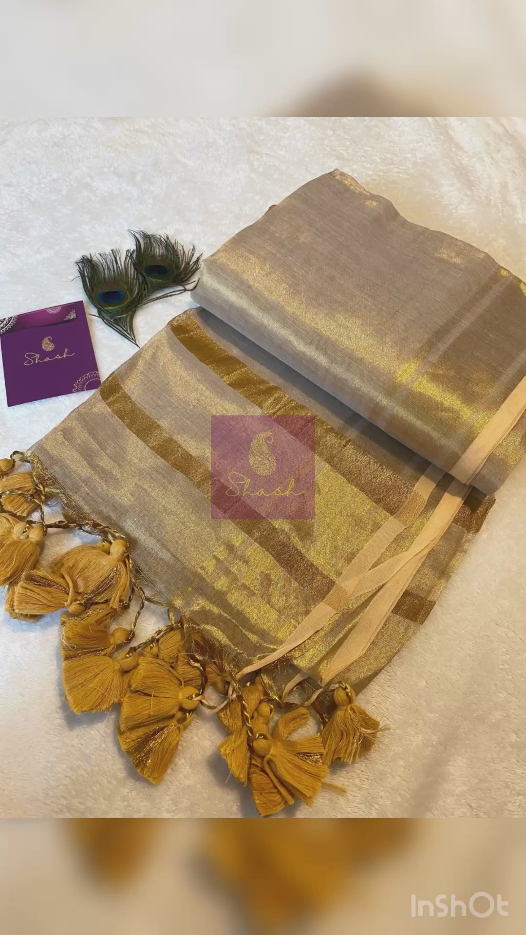Gold Khadi Tissue Saree | Kerala Onam Saree | Plain Gold Tissue Saree