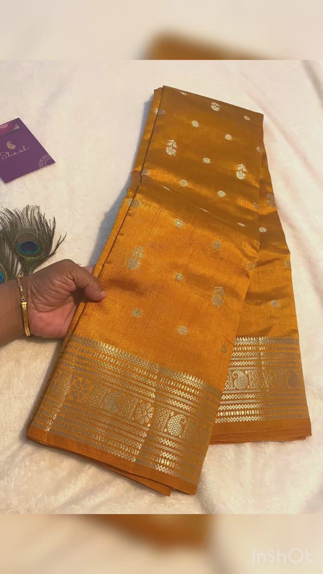 Mustard Yellow Tussar Silk Saree with Pallu and Border Detailing