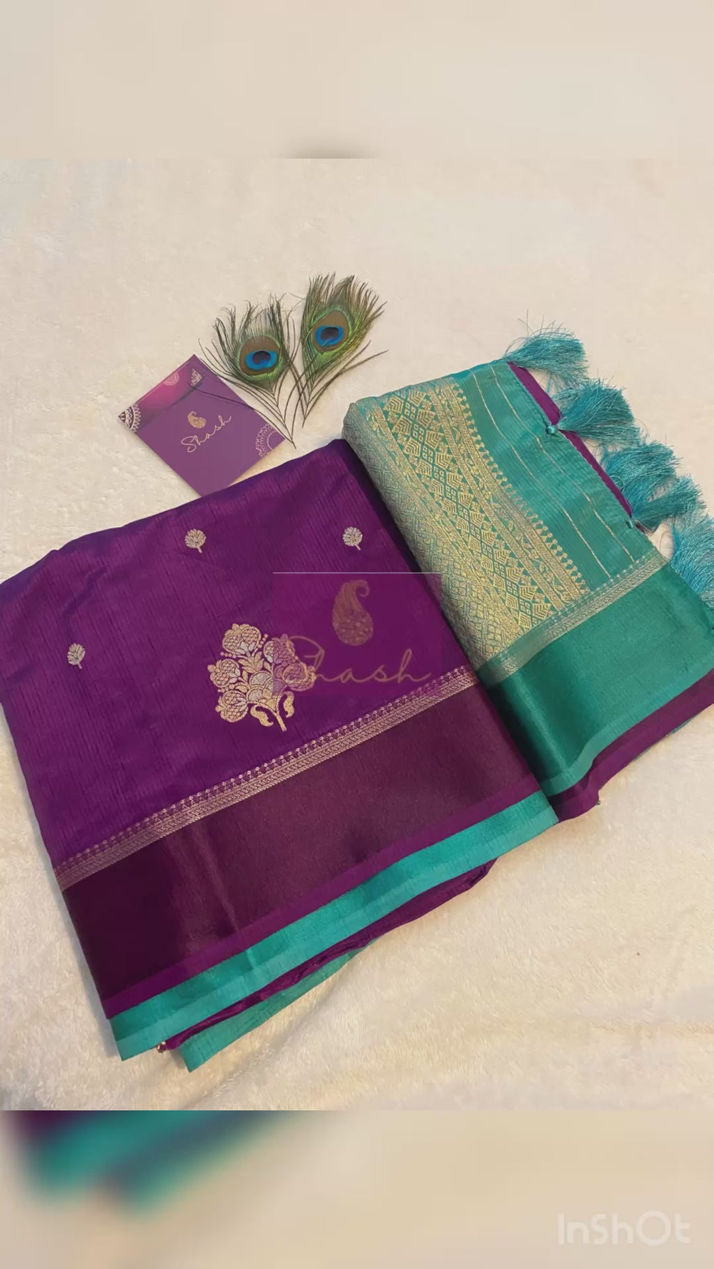 Royal Purple Semi-Soft Silk Saree with Teal Green Blouse & Pallu