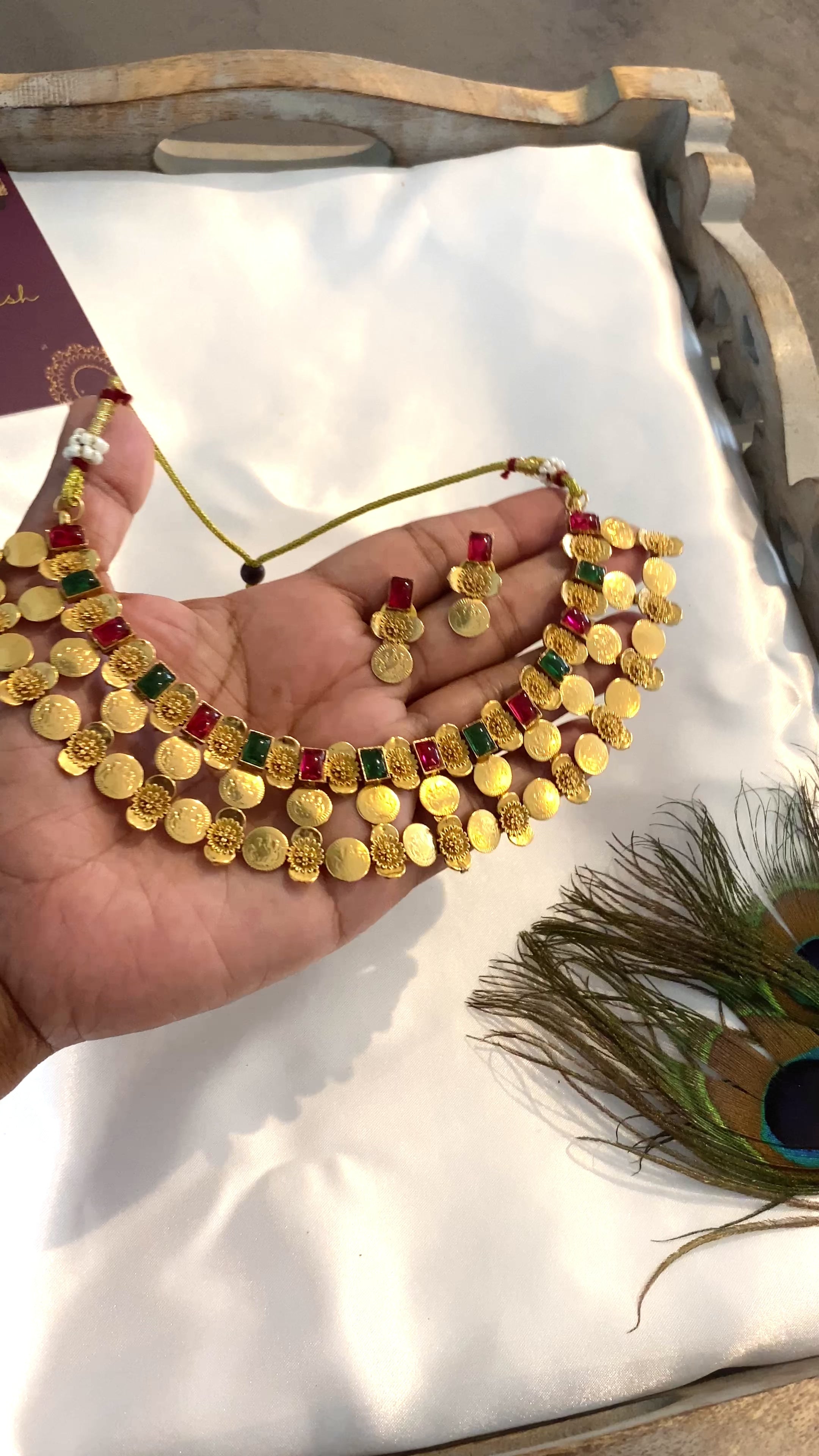 Matte Coin & Multi-Stone Necklace Set