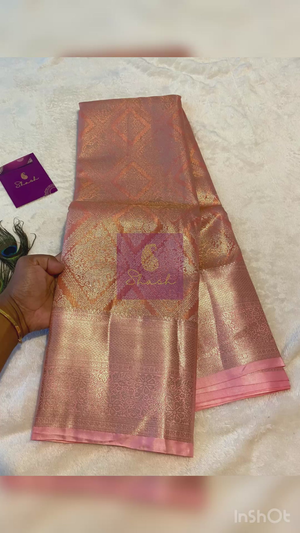 Premium Blush Pink Semi-Kanchipuram Silk Saree with Elegant Woven Motifs