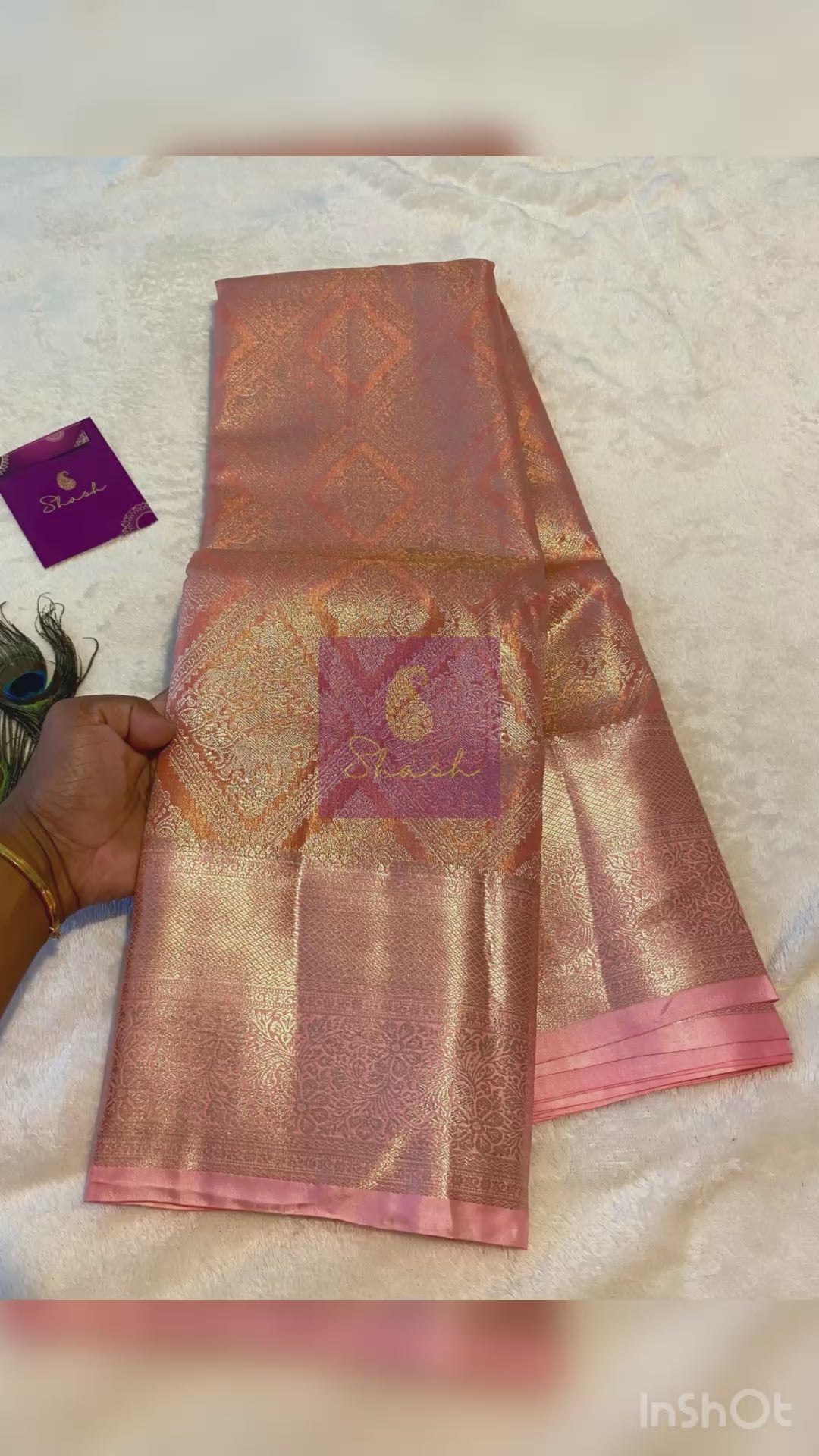 Premium Blush Pink Semi-Kanchipuram Silk Saree with Elegant Woven Motifs