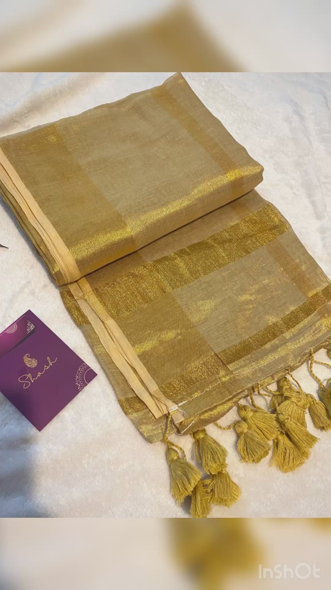 Kerala Onam Gold Khadi Tissue Saree with Running Blouse