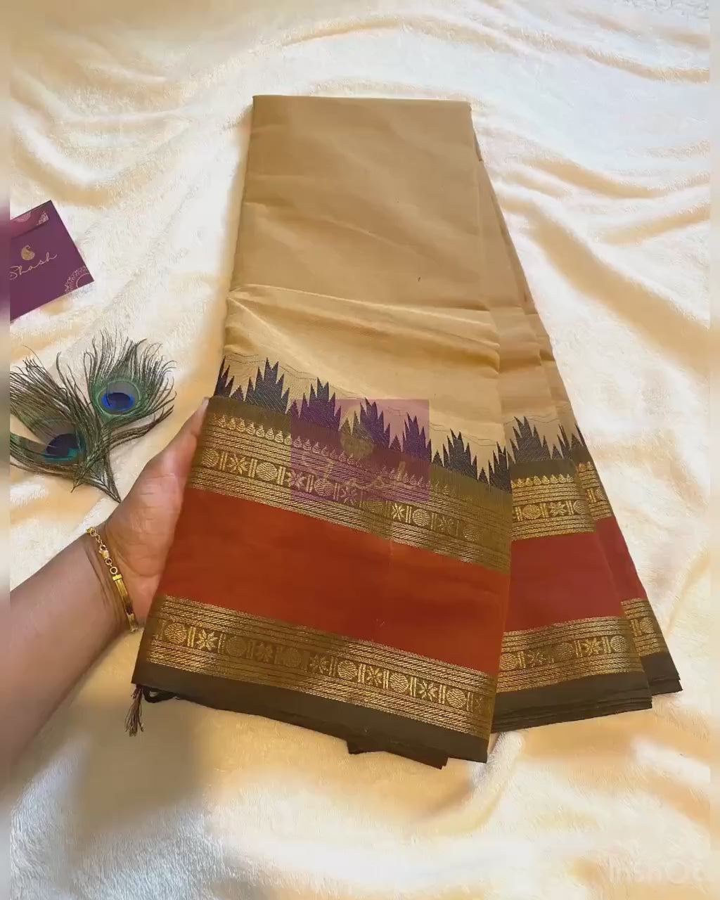 Pure Kanchi Cotton Saree – Cream Shade with Signature Kanchi Borders