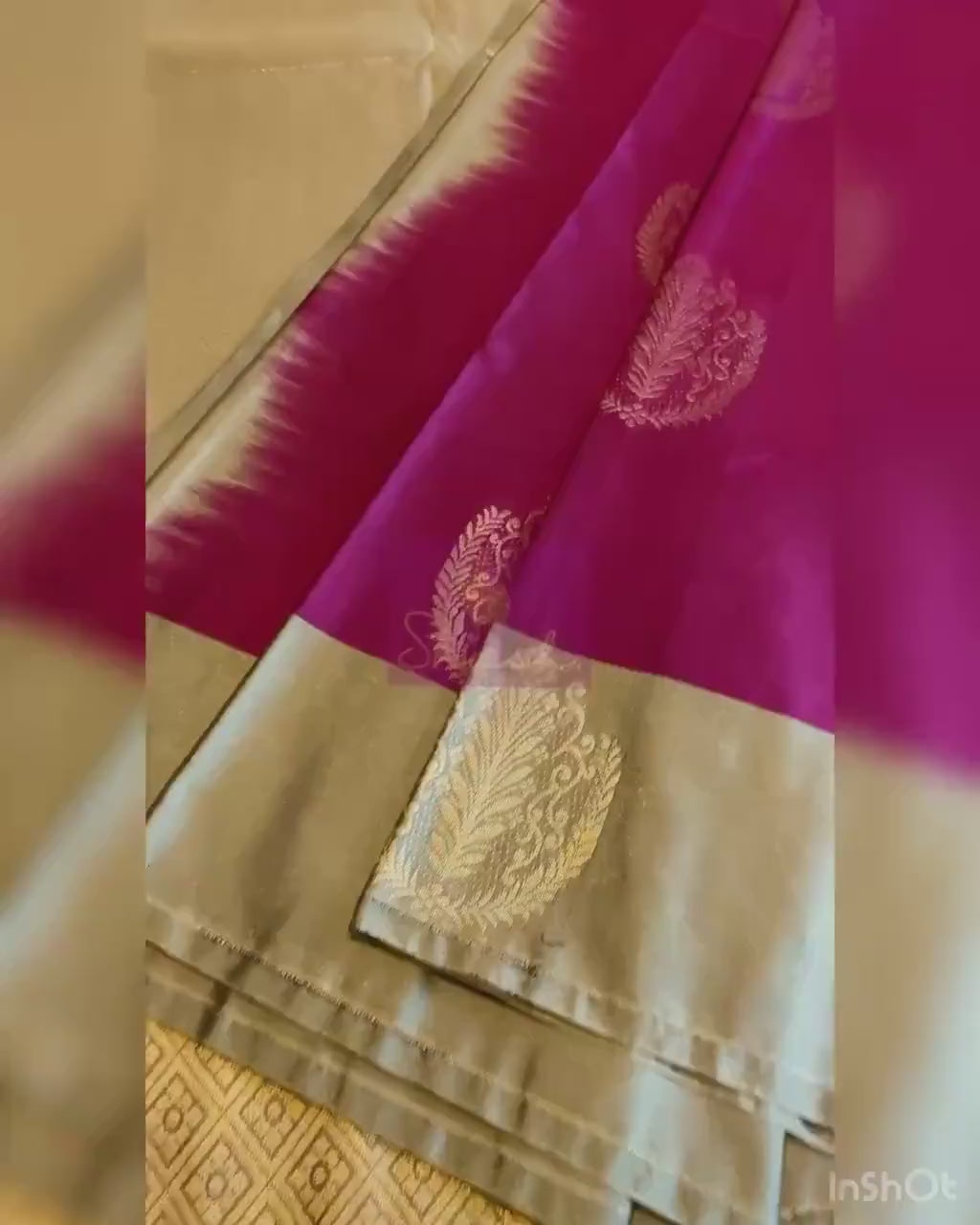 Semi Kanchipuram Silk Saree | Contrast Border with Subtle Butta Design