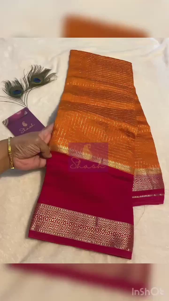Elegant Munga Cotton Saree – Rust Orange with Pinkish Red Border