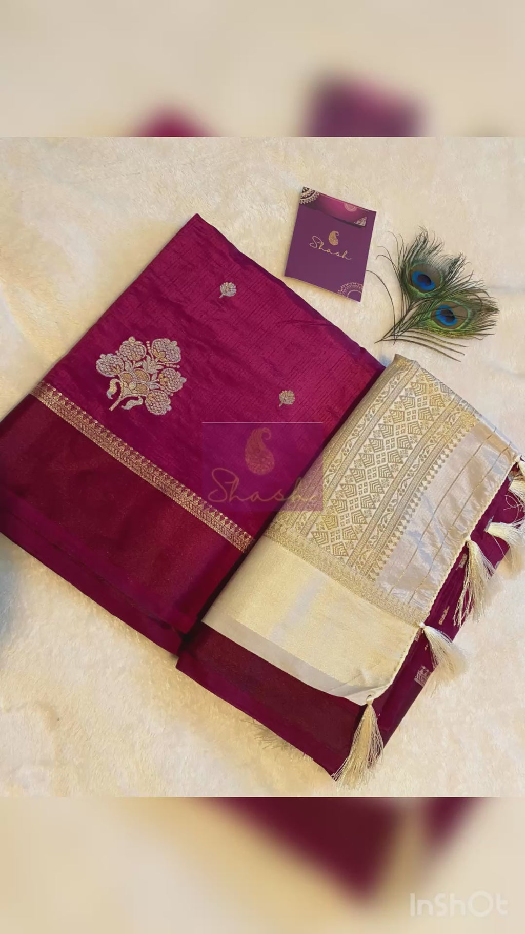 Deep Magenta Semi-Soft Silk Saree with Ivory Blouse & Pallu