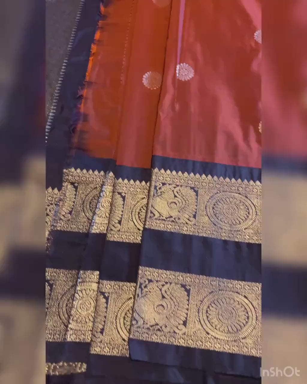 Premium Rust Orange Semi Kanchipuram Silk Saree