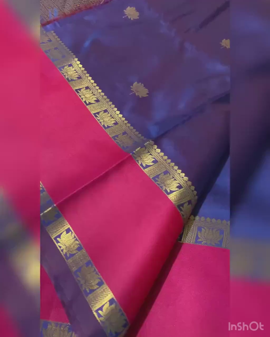 Beautiful Royal Blue Semi-Kanchipuram Soft Silk Saree with Magenta Border
