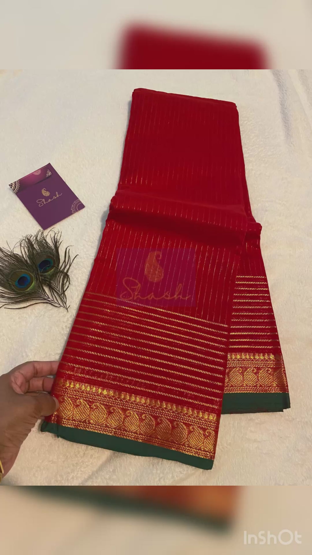 Chilli Red Vaira Oosi Kanchi Cotton Saree | Small Contrast Border